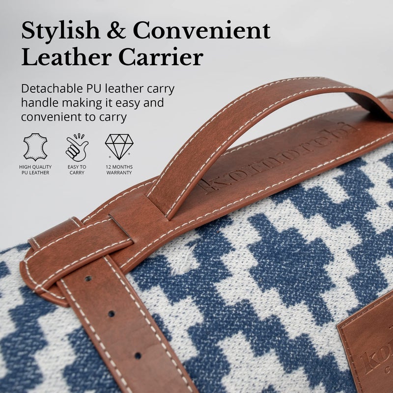 Komorebi Extra Large Picnic Blanket - 78â€ x 59â€ - Waterproof Outdoor Blanket, Foldable & Portable Sandproof Beach Blanket - Blue Travel Mat with Soft Cotton & Carry Handle - Image 3